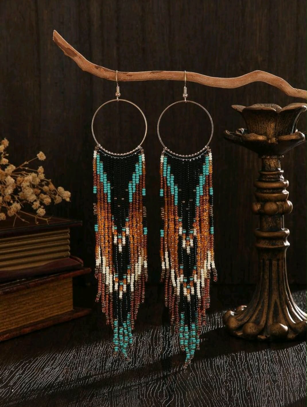 Glass Bead Dangly Earrings