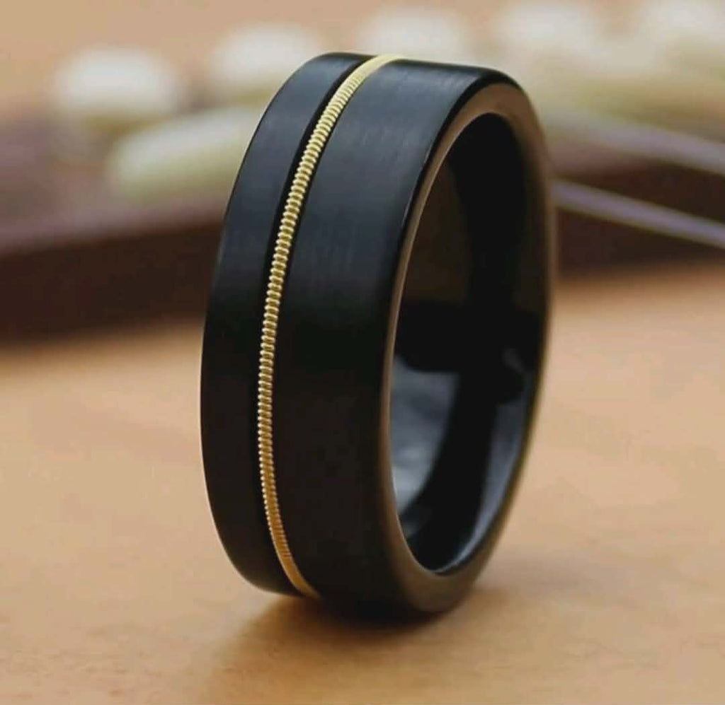 Black Tungsten Guitar Strig Ring