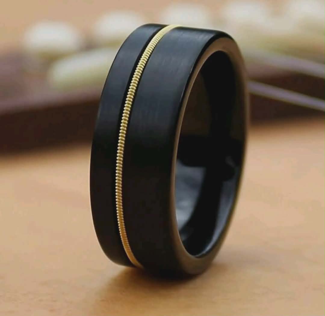 Black Tungsten Guitar Strig Ring