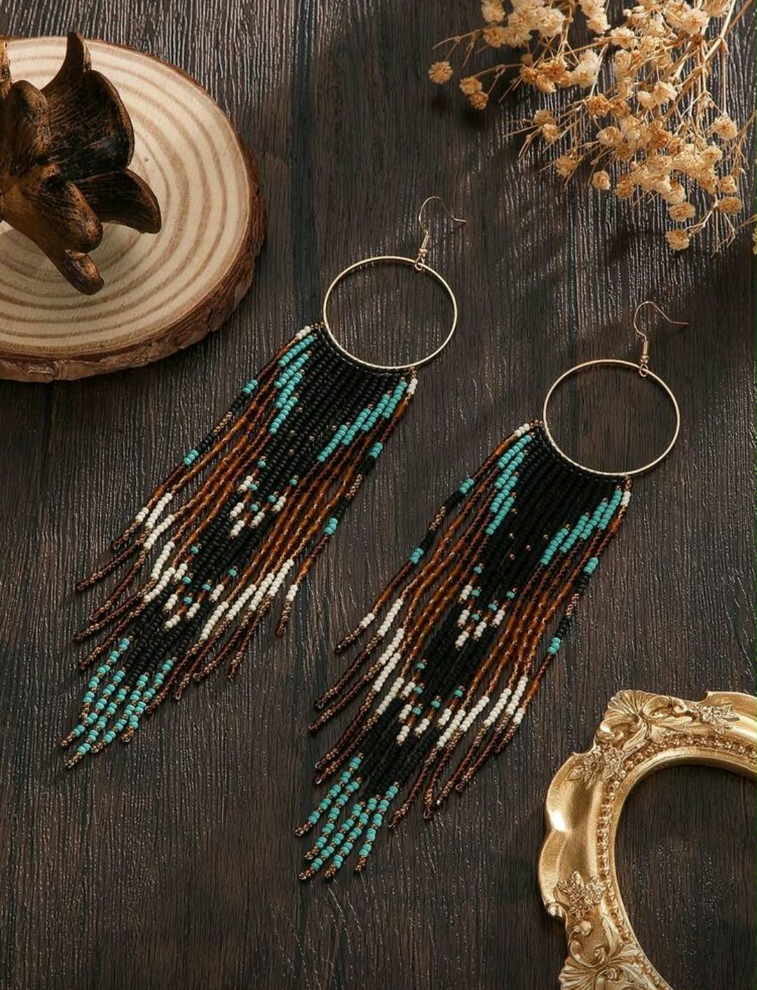 Glass Bead Dangly Earrings