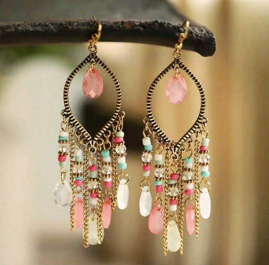 Beaded Boho Dangly Earrings