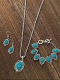 Turquoise and silver boho jewelry set